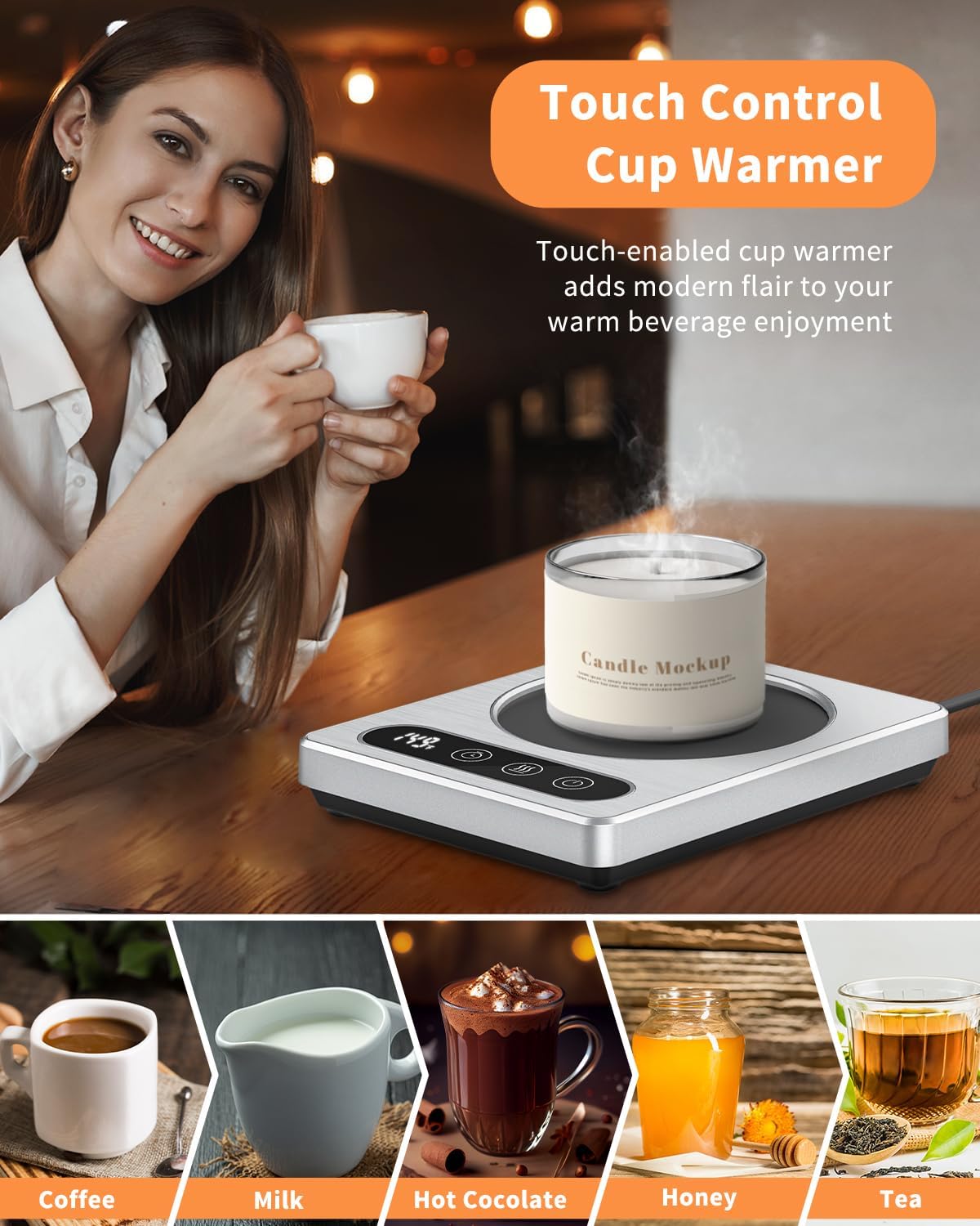 adjustable coffee cup warmer MHCW01 4-Temp Adjustable Mug Warmer - Auto Shut Off