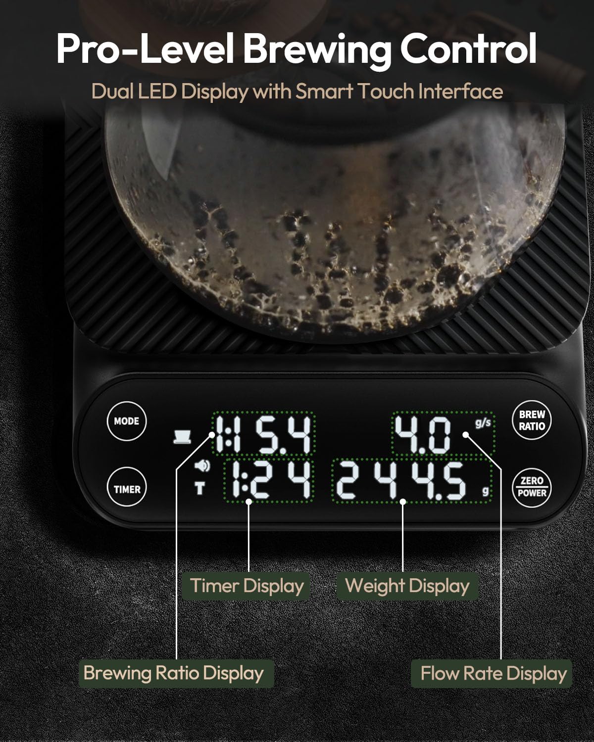 S3 Coffee Scale with Brew Ratio & Flow Display - Maestri House