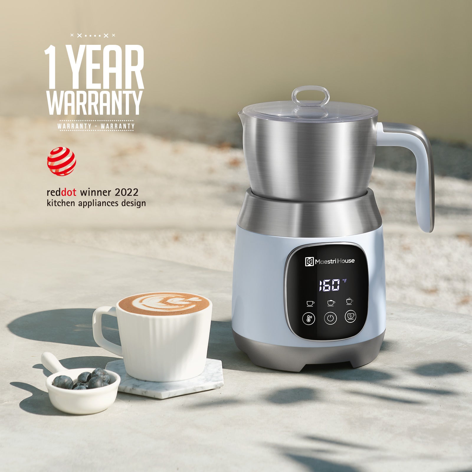 Official Refurbished Products-Detachable Milk Frother MMF9304 Moonlight White